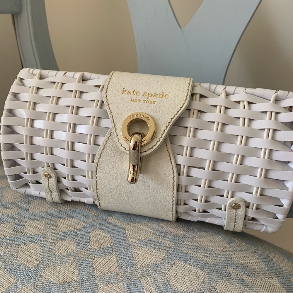 Kate Spade White Woven Clutch